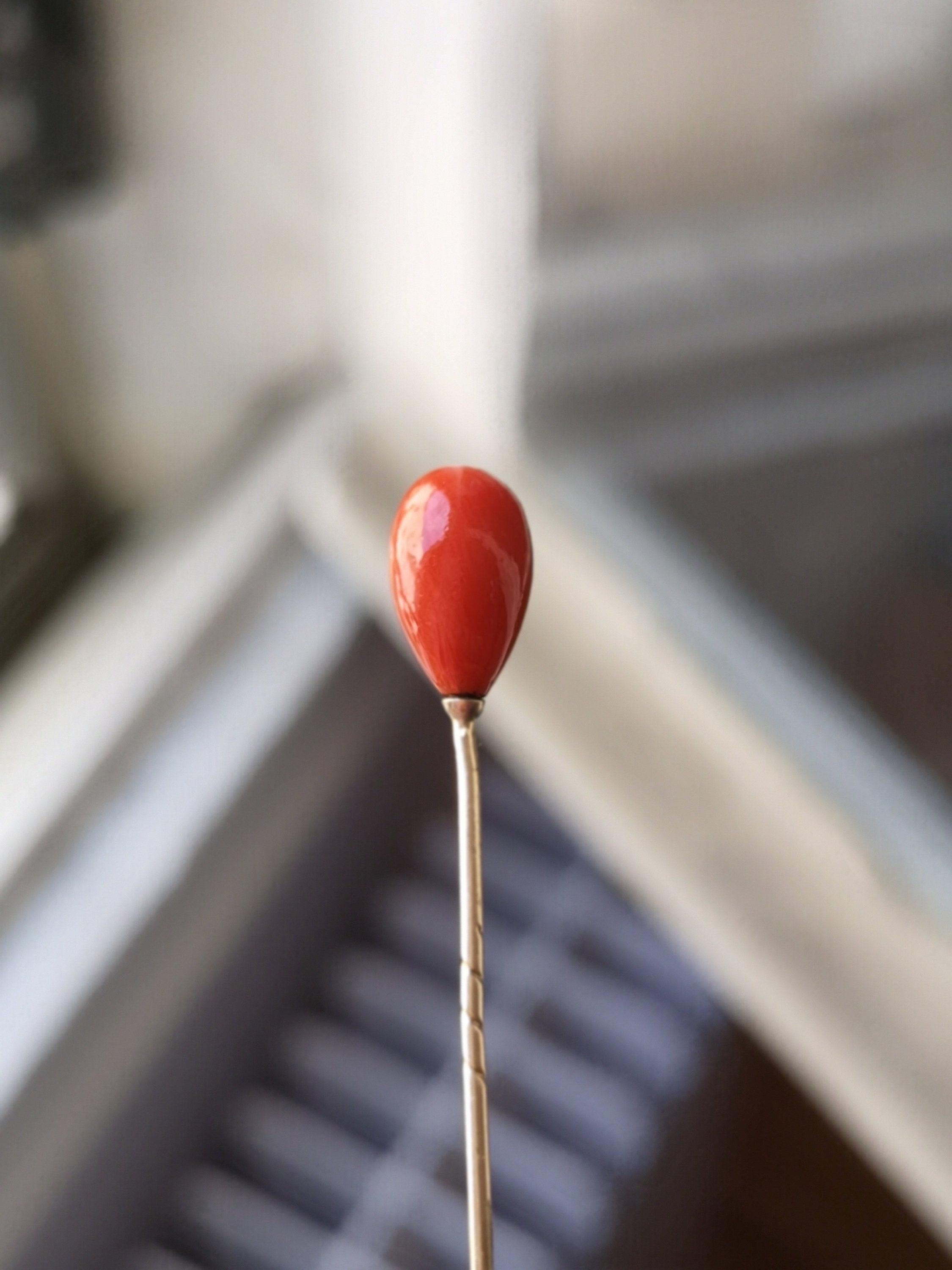 Elegant Victorian 14k solid gold and oxblood red coral pin/brooch - Curiously timeless